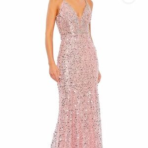 Mac Duggal Blush Sequin Prom Dress